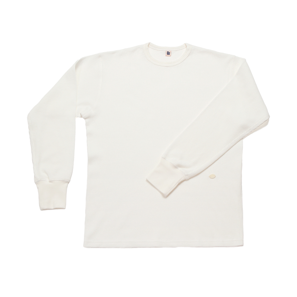 LLL90C-LTS-MWH005F LLL Design Studio Cotton Blended Waffle-Jersey Long-Sleeved Tee Milk White