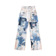 Kapital 14 oz. Denim Tie-Dye Baggy Flare Pants Crazy Dixie Remake Indigo Pink