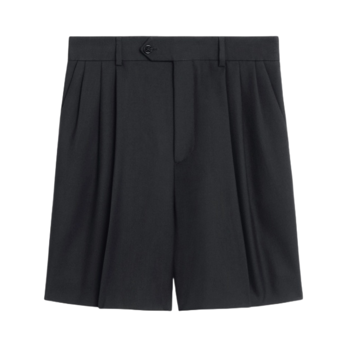 (W) 셀린느 울 개버딘 트리플 플리츠 턱 쇼츠 블랙((W) Celine Triple Pleated Tux Shorts in Wool Gabardine Black) - 1