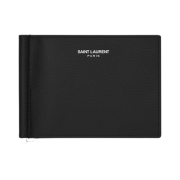 Saint Laurent Bill Clip Wallet in Grain de Poudre Embossed Leather Black