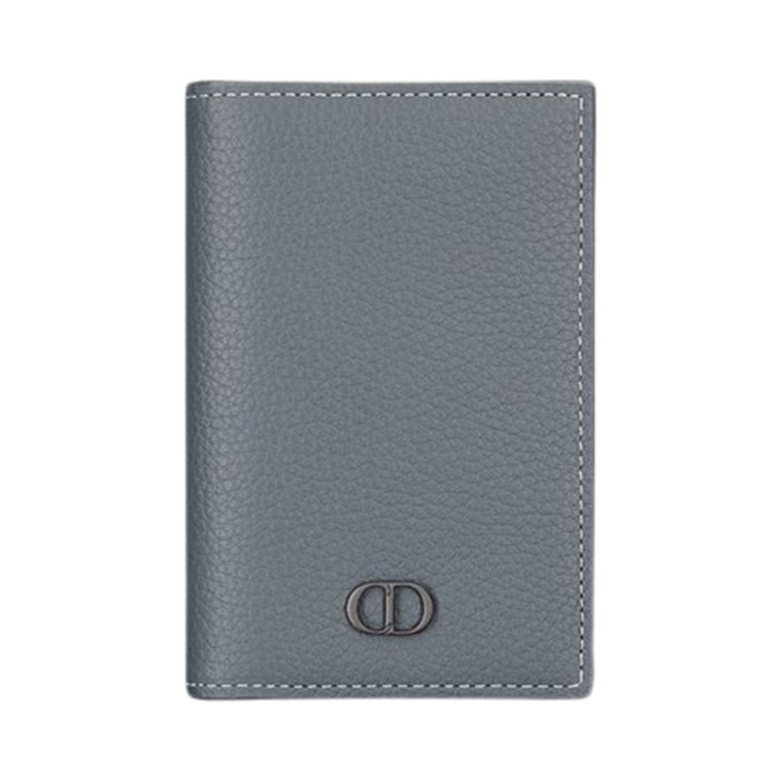 2ESCH138CDI-H830 Dior CD Icon Vertical Bifold Card Holder Deep Gray Grained Calfskin and Deep Gray Smooth Calfskin