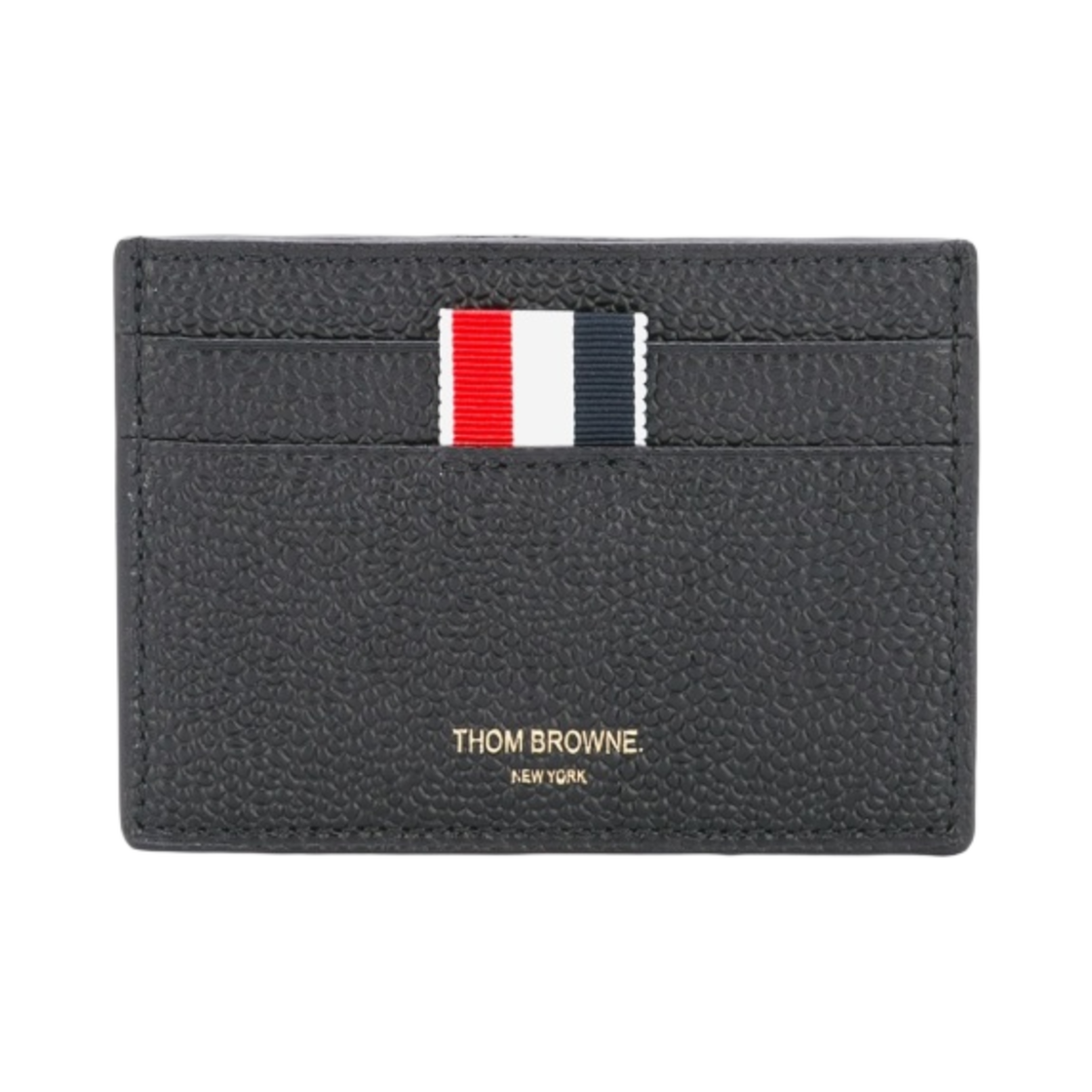 톰브라운 페블 그레인 레더 스트라이프 싱글 카드 홀더 다크 그레이(Thom Browne Pebble Grain Leather Stripe Single Card Holder Dark Grey)