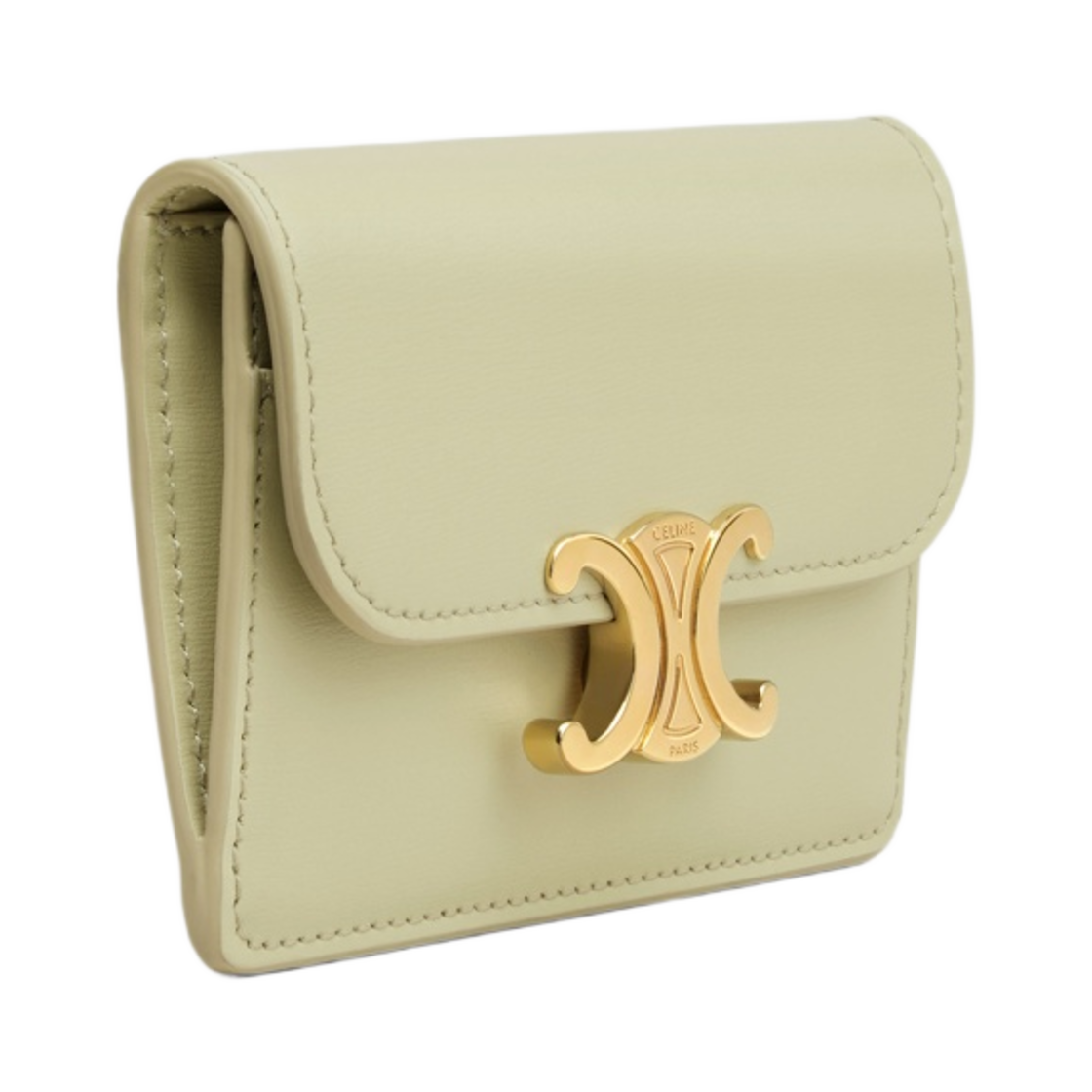 셀린느 카드 홀더 플랩 트리옹프 샤이니 카프스킨 아몬드 그린(Celine Card Holder with Flap Triomphe in Shiny Calfskin Almond Green) - 2