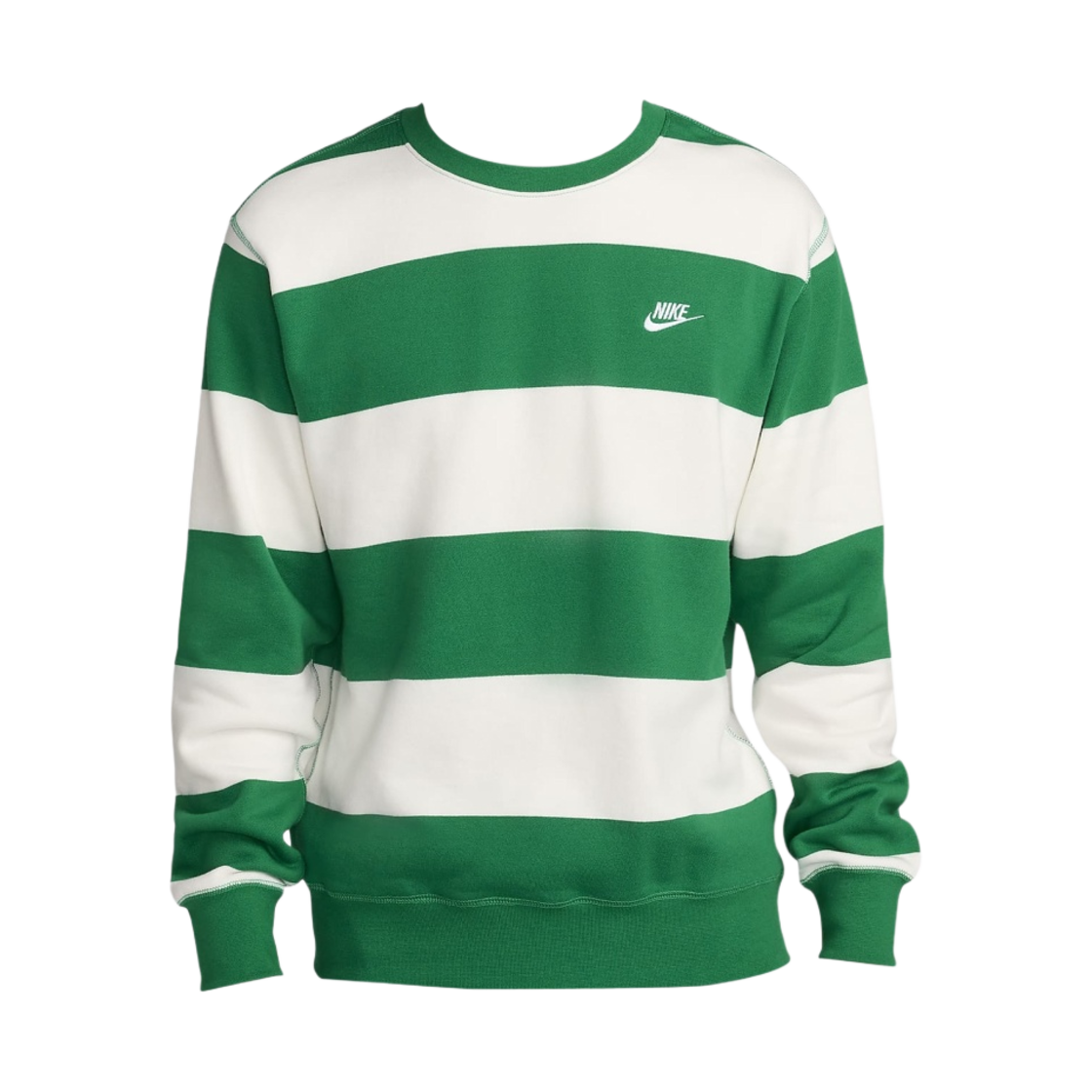 나이키 클럽 플리스 스트라이프 헤비 웨이트 프렌치 태리 크루 말라카이트 세일 - 아시아(Nike Club Fleece Stripe Heavy Weight French Terry Crew Malachite Sail - Asia)