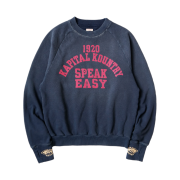 Kapital Raglan Crewneck Fleece Sweatshirt Speakeasy College Pt Navy