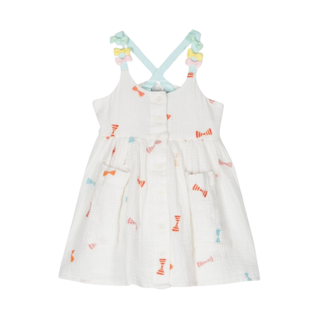 TU1B52Z1593101EM (Kids) Stella McCartney Bow Detail Cotton Dress Ivory