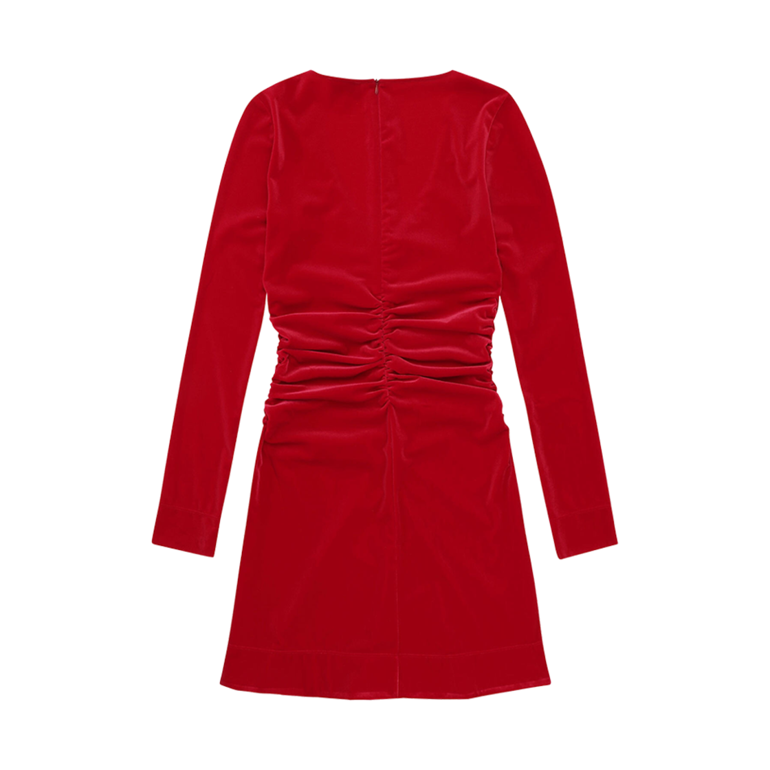 (W) 가니 벨벳 저지 미니 드레스 세이비 레드((W) Ganni Velvet Jersey Mini Dress Savvy Red) - 2