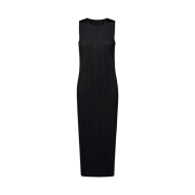 (W) Pleats Please Issey Miyake Basics Straight Long Dress Black
