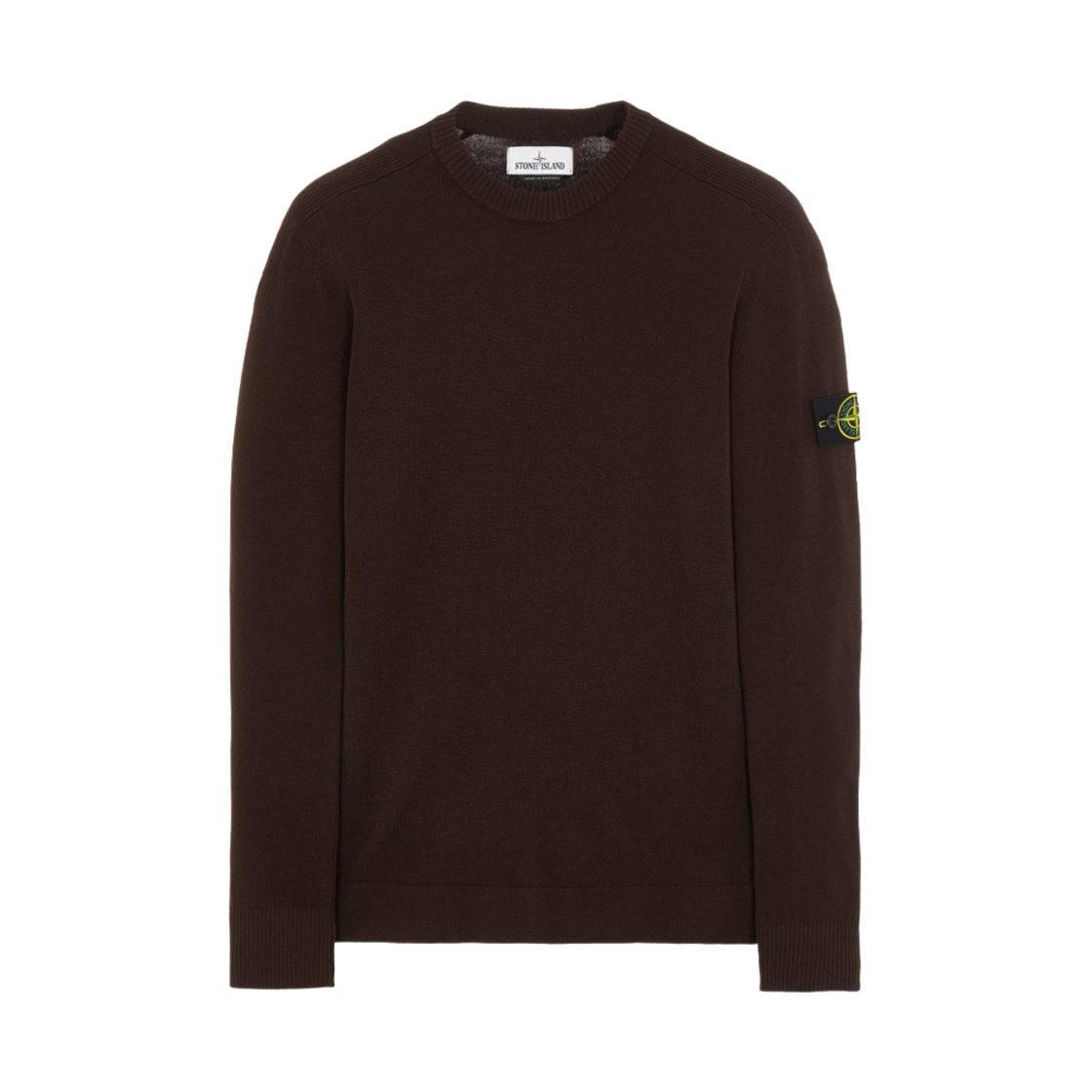 7515508A1-V0070 Stone Island 508A1 Stretch Wool Crewneck Knit Dark Brown - 21FW