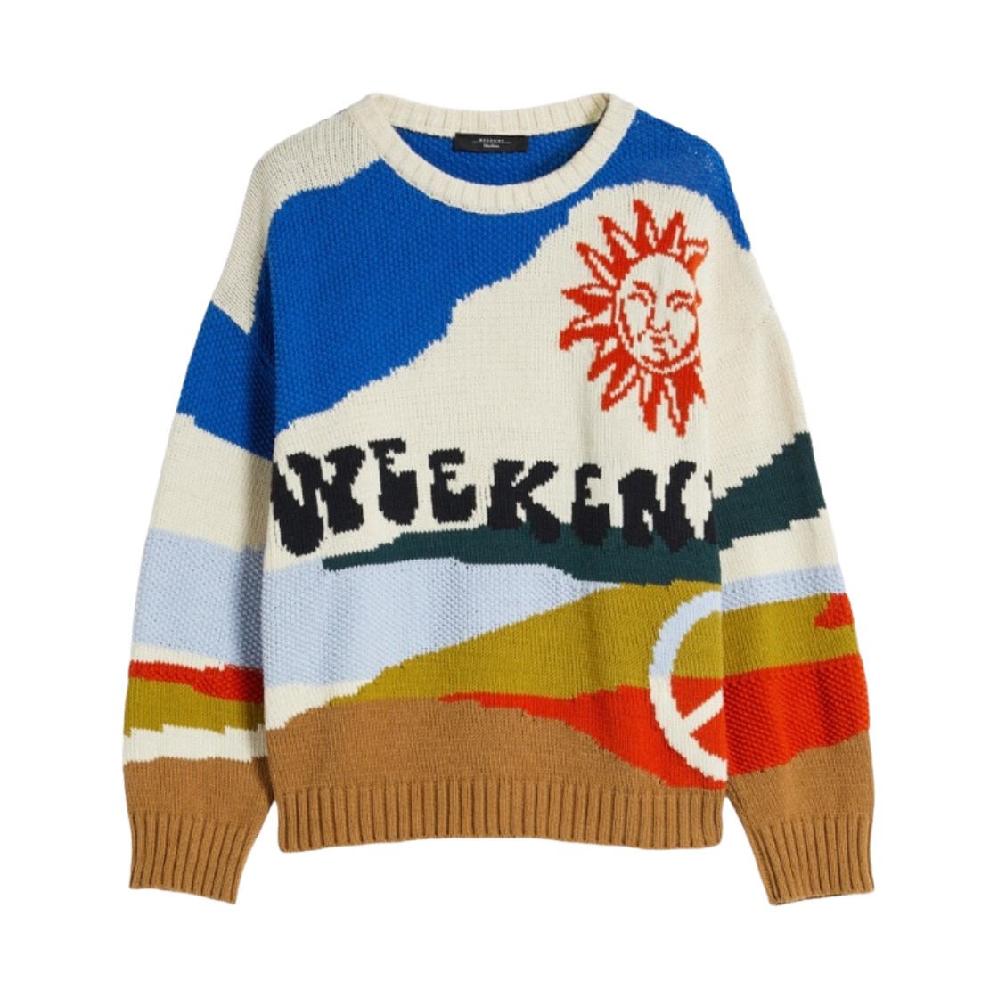 FAGLIA-001 (W) Weekend Max Mara Faglia Intarsia Cotton Knit Light Blue