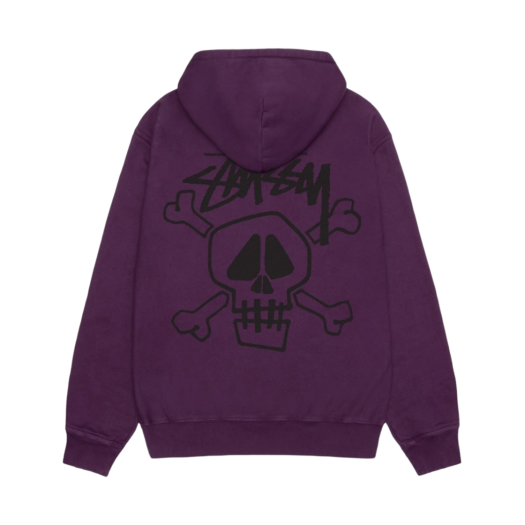 Stussy Skull & Bones Pigment Dyed Hoodie Purple