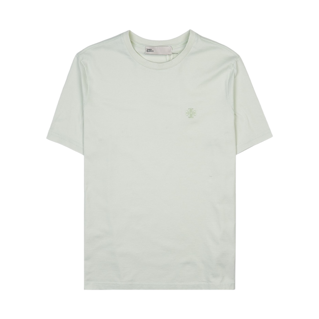 151125-380 (W) Tory Burch Logo Embroidered Cotton T-Shirt Light Dewdrop