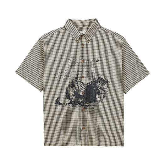 25SSSH01GR Woodman Vintage Half Sleeve Check Shirts Gray