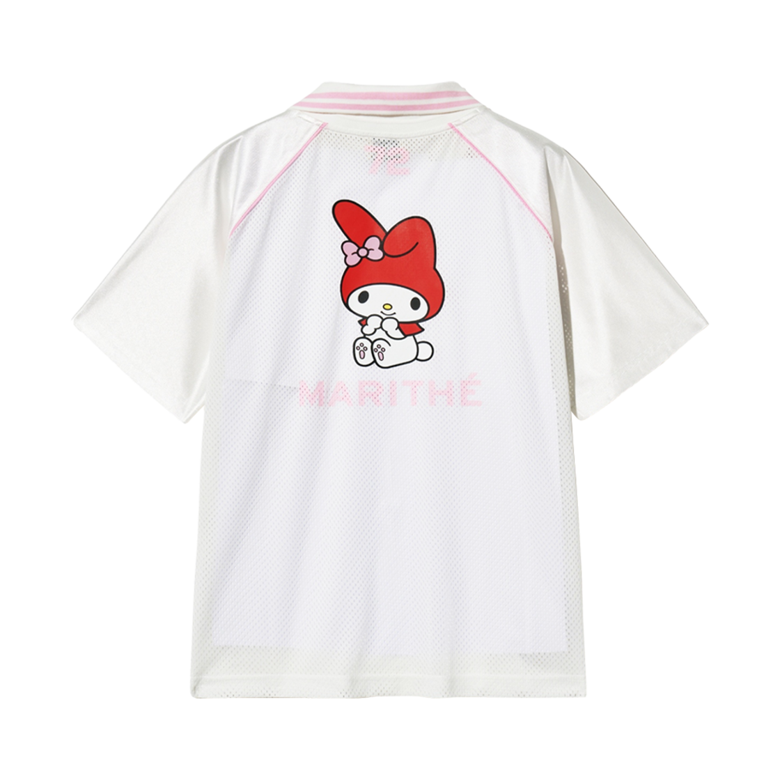 (W) 마리떼 프랑소와 저버 x 마이 멜로디 메쉬 오버 핏 티셔츠 화이트 핑크((W) Marithe Francois Girbaud x My Melody Mesh Over Fit T-Shirt White Pink) - 2