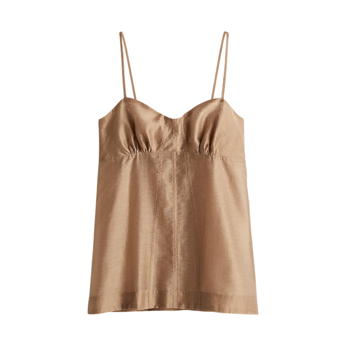 1284894001 (W) H&M Sheer Strappy Top Dark Beige