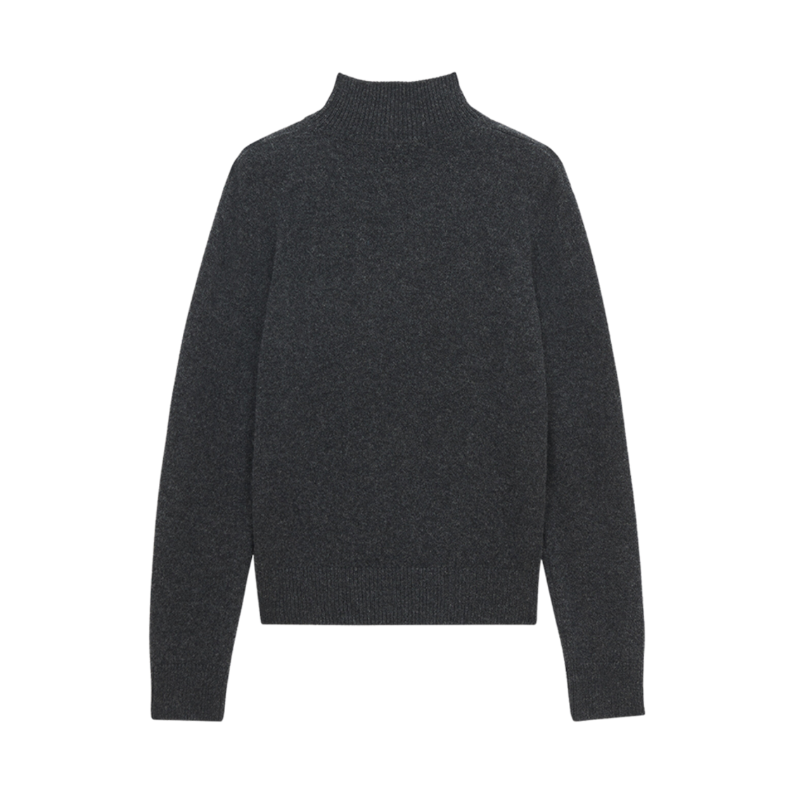 (W) 메종 키츠네 베이비 폭스 패치 박시 터틀넥 다크 그레이 멜란지((W) Maison Kitsune Baby Fox Patch Boxy Turtleneck Dark Grey Melange) - 2