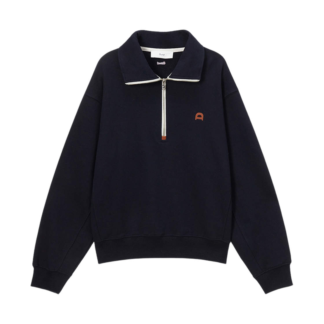 던스트 레더 로고 하프 집업 스웨트셔츠 프렌치 네이비(Dunst Leather Logo Half Zip-Up Sweatshirt French Navy)