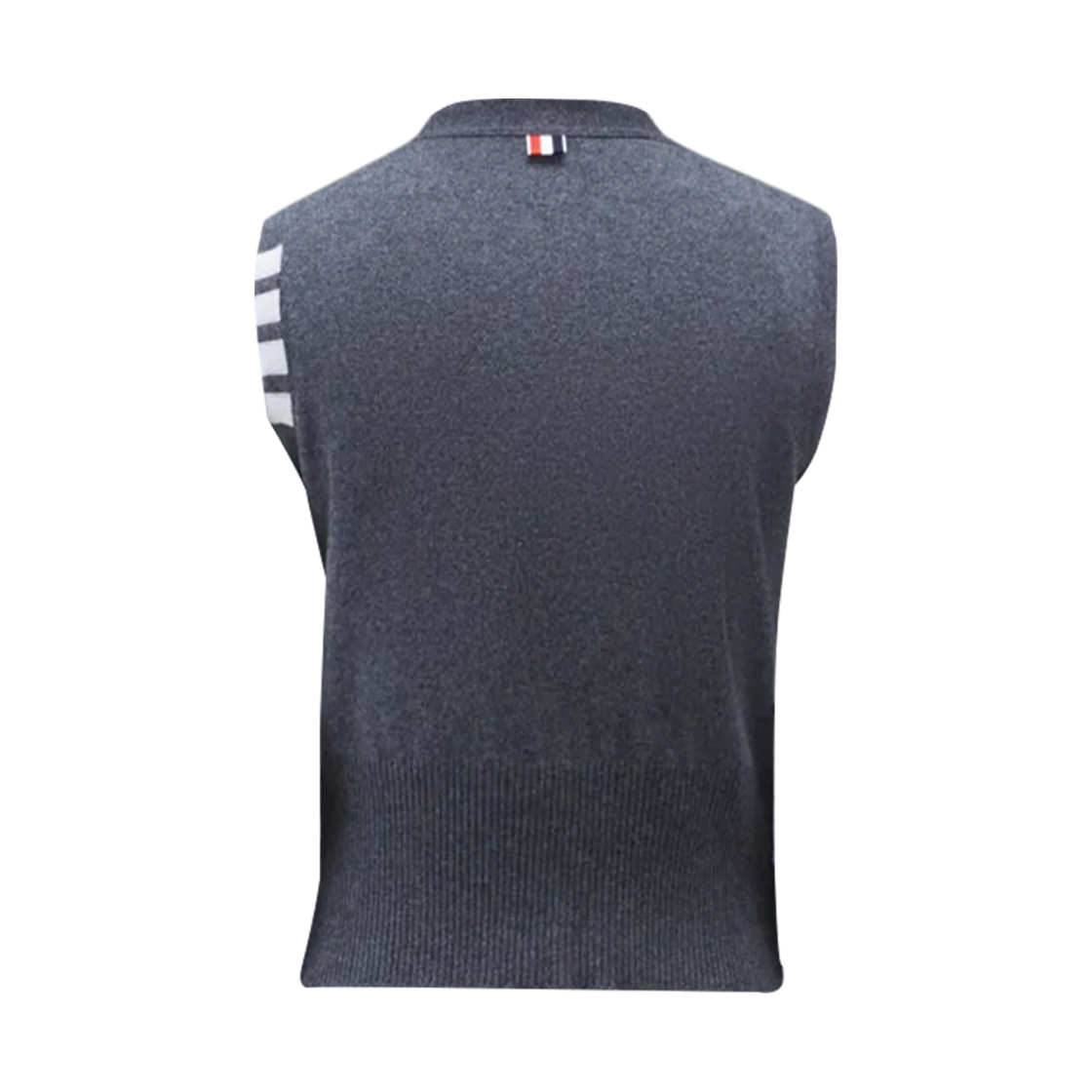 톰브라운 캐시미어 사선 클래식 브이넥 가디건 베스트 다크 그레이(Thom Browne Cashmere 4-Bar Classic V-Neck Cardigan Vest Dark Grey) - 2