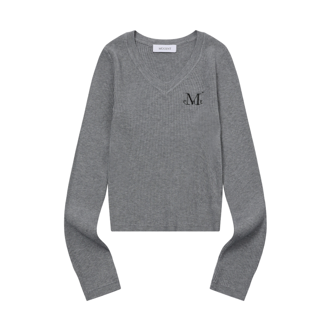 P00000SZ_G MUCENT Gianni V-Neck Crop Rib Knit Gray