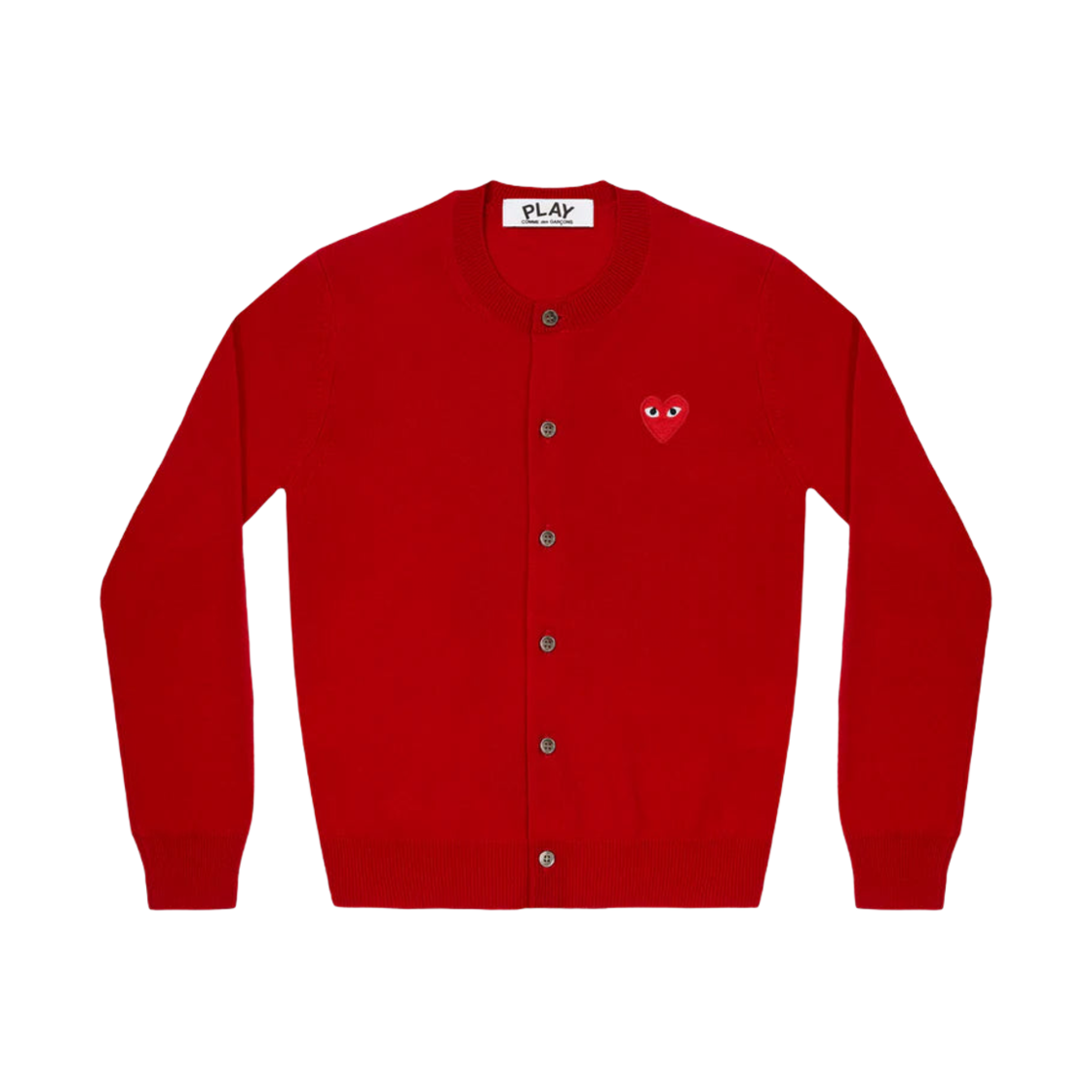 플레이 꼼데가르송 라운드 넥 가디건 레드(Play Comme des Garcons Round Neck Cardigan Red) - 1