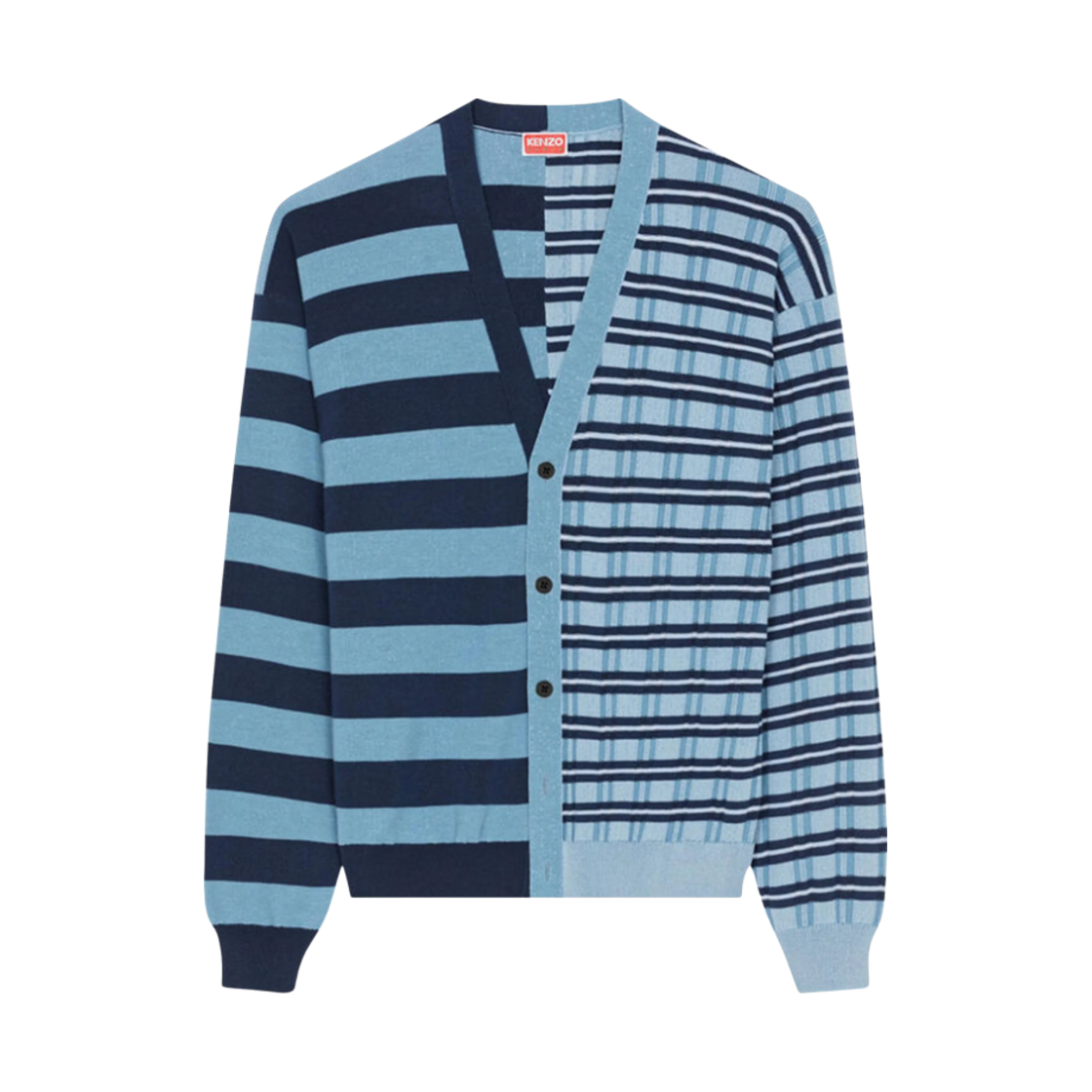 겐조 믹스드 스트라이프 패턴 가디건 블루(Kenzo Mixed Stripe Pattern Cardigan Blue) - 1