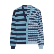 Kenzo Mixed Stripe Pattern Cardigan Blue