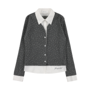 Fancy Club Frill Shirt Layered Cardigan Dot