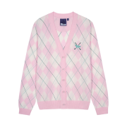 (W) Maison Kitsune Profile Fox Argyle Cardigan Light Pink