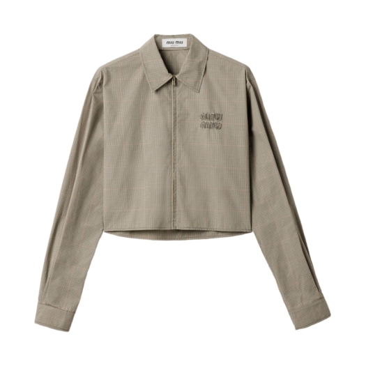 (W) Miu Miu Technical Checked Shirt Olive Green