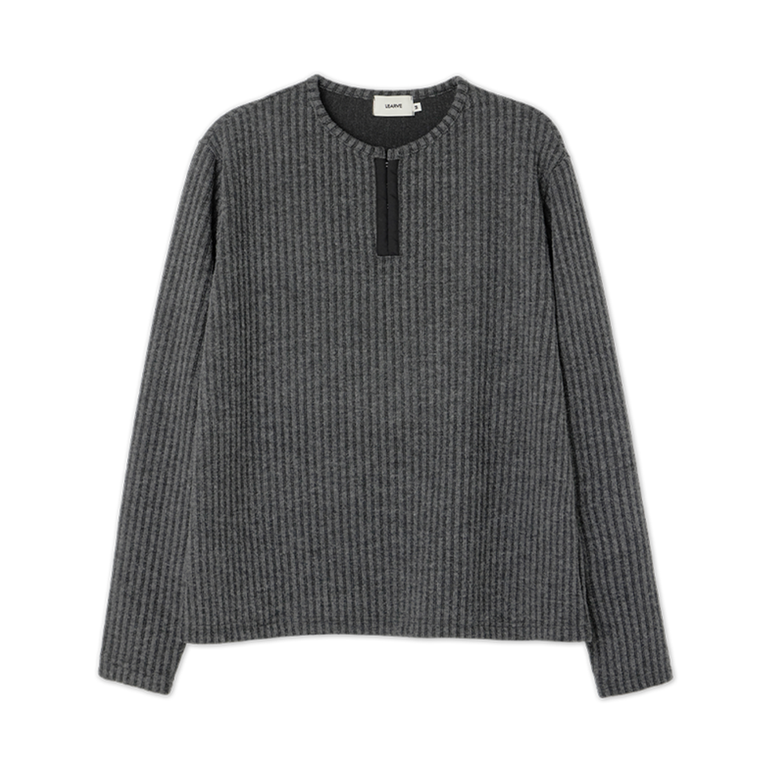 르아브 코브 후크 헨리넥 티셔츠 그레이(LEARVE Cove Hook Henley Neck T-Shirt Grey)