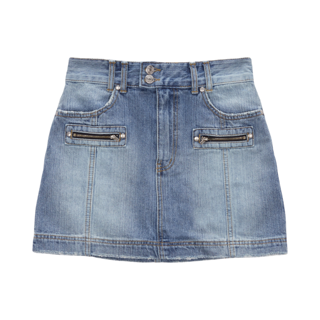 (W) 마뗑킴 더블 지퍼 데님 미니 스커트 블루