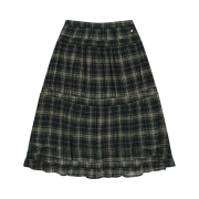 COYSEIO Shirring Midi Skirt Check