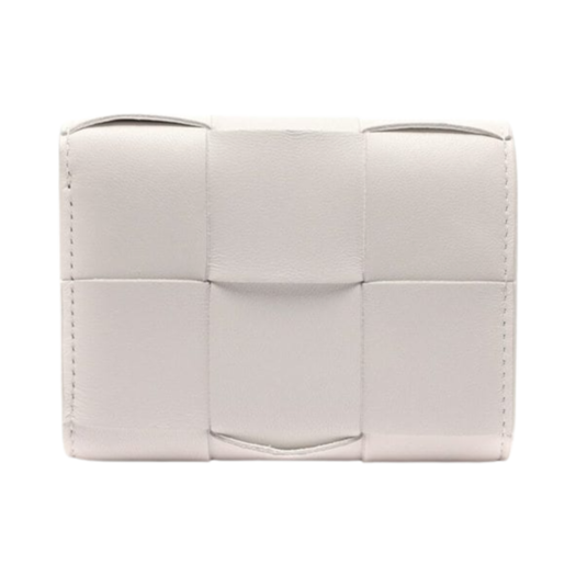 Bottega Veneta Cassette Tri-Fold Zip Wallet White