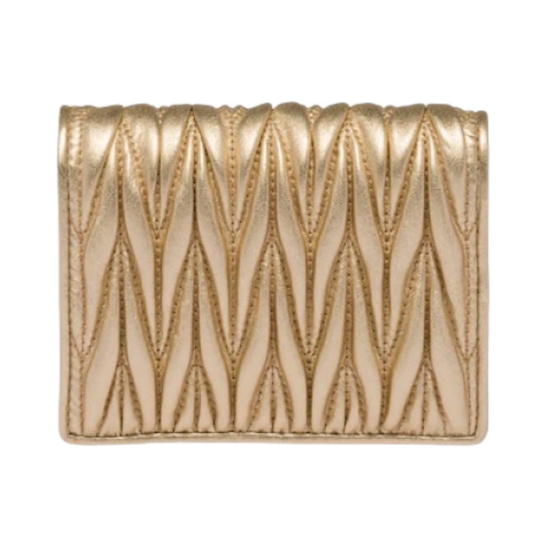 미우 미우 마테라쎄 나파 가죽 플랩 지갑 플래티넘(Miu Miu Matelasse Nappa Leather Flap Wallet Platinum) - 3