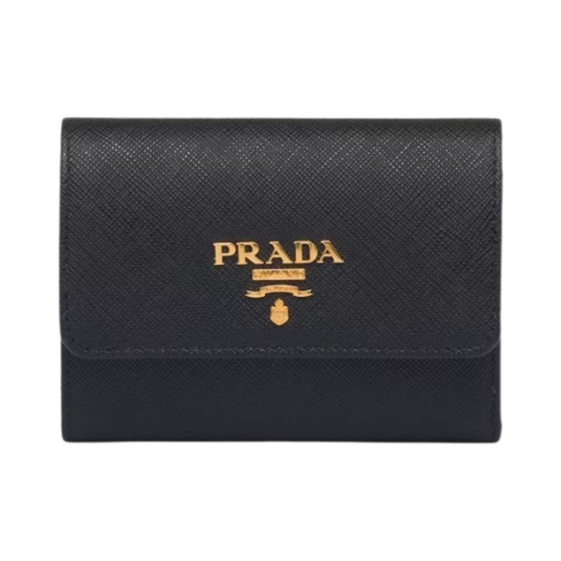 1MH025-ZLP-F061H Prada Small Saffiano Leather Wallet Black Hibiscus
