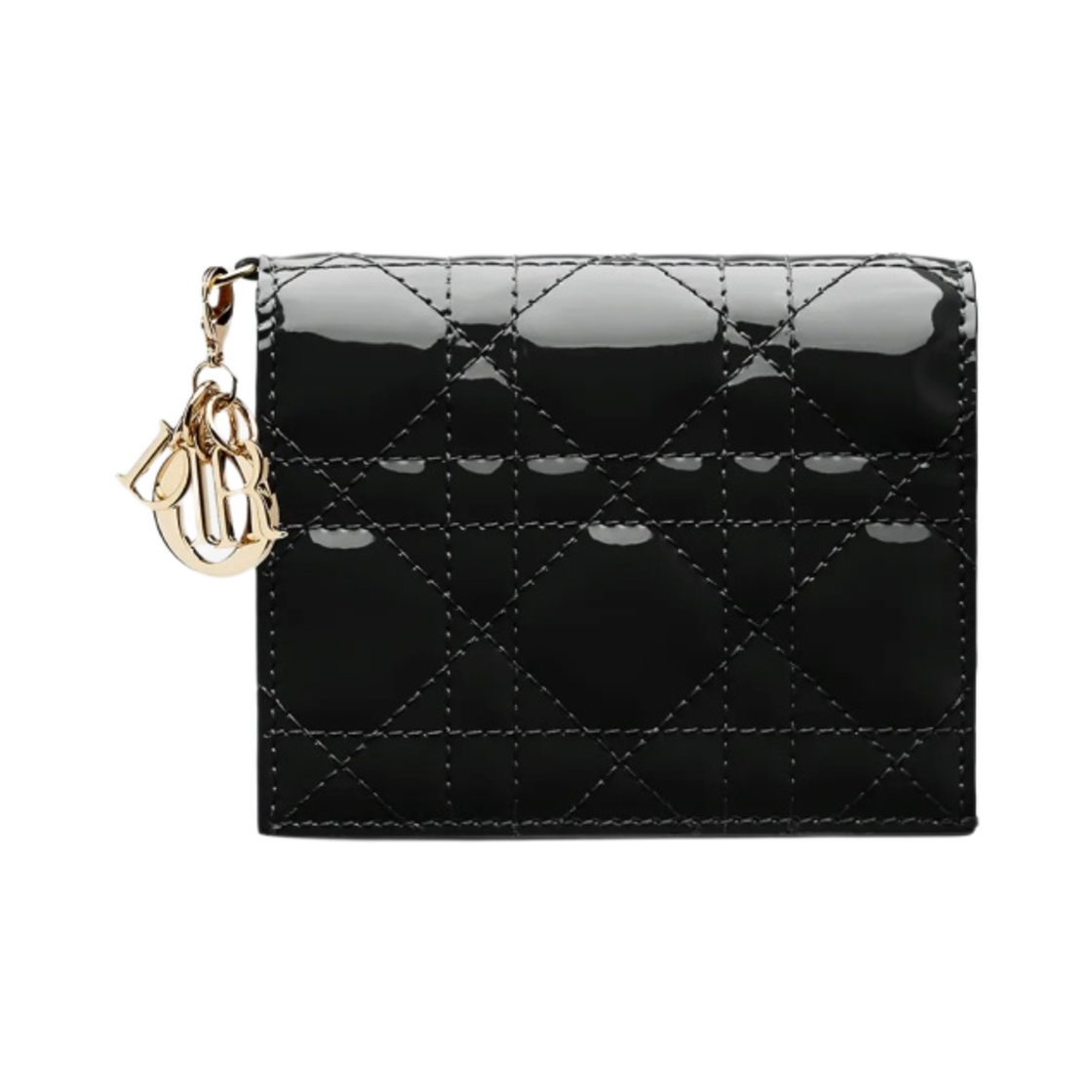 디올 미니 레이디 지갑 페이턴트 까나쥬 카프스킨 블랙(Dior Mini Lady Wallet Patent Cannage Calfskin Black) - 1