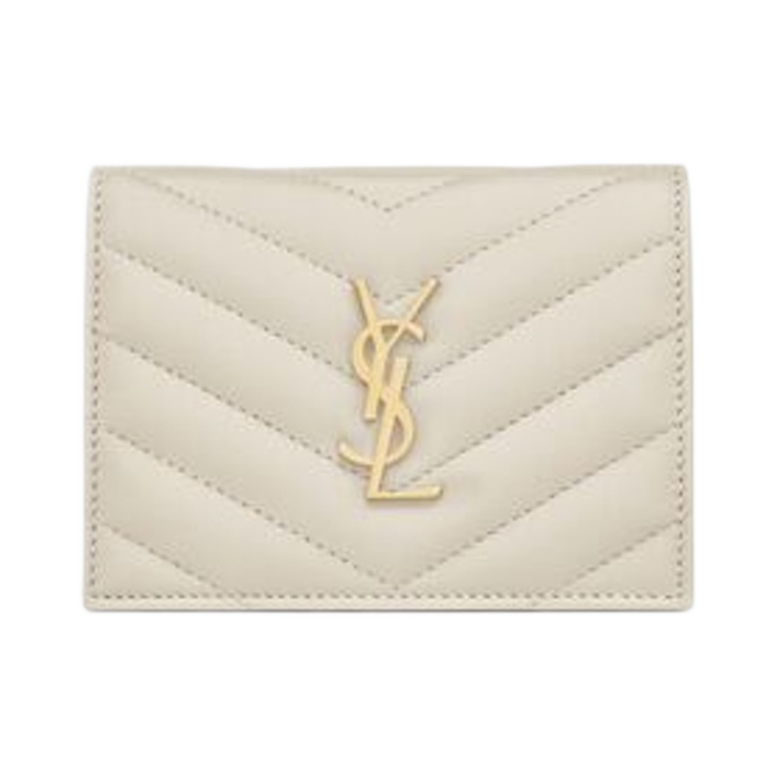 668290-AAA44-9207 Saint Laurent Cassandre Matelasse Flap Card Case in Quilted Lambskin Blanc Vintage - 대표 이미지 #1