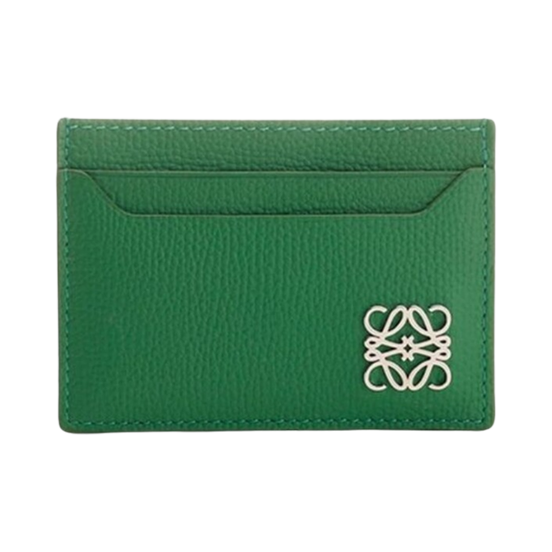 C821075X09-4748 Loewe Anagram Plain Card Holder in Pebble Grained Calfskin Tropical Green