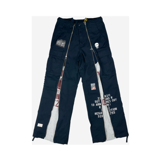 24-B008 NA Resurrection13 Recycle Parachute 2Way Zip Up Pants Navy