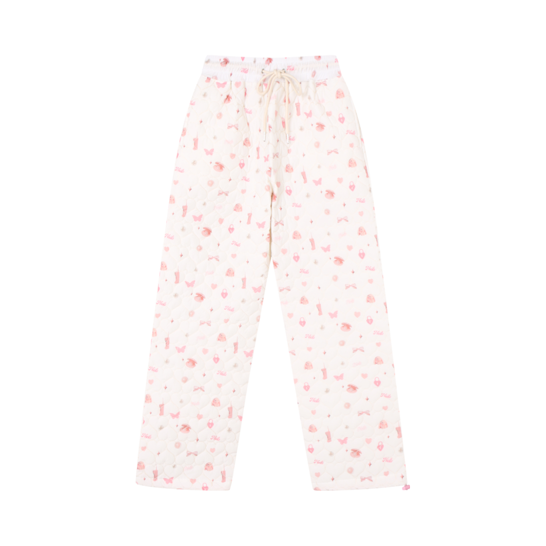 NEIB24WIPT003 Neib 3oz Heart Quilted String Pants Pink