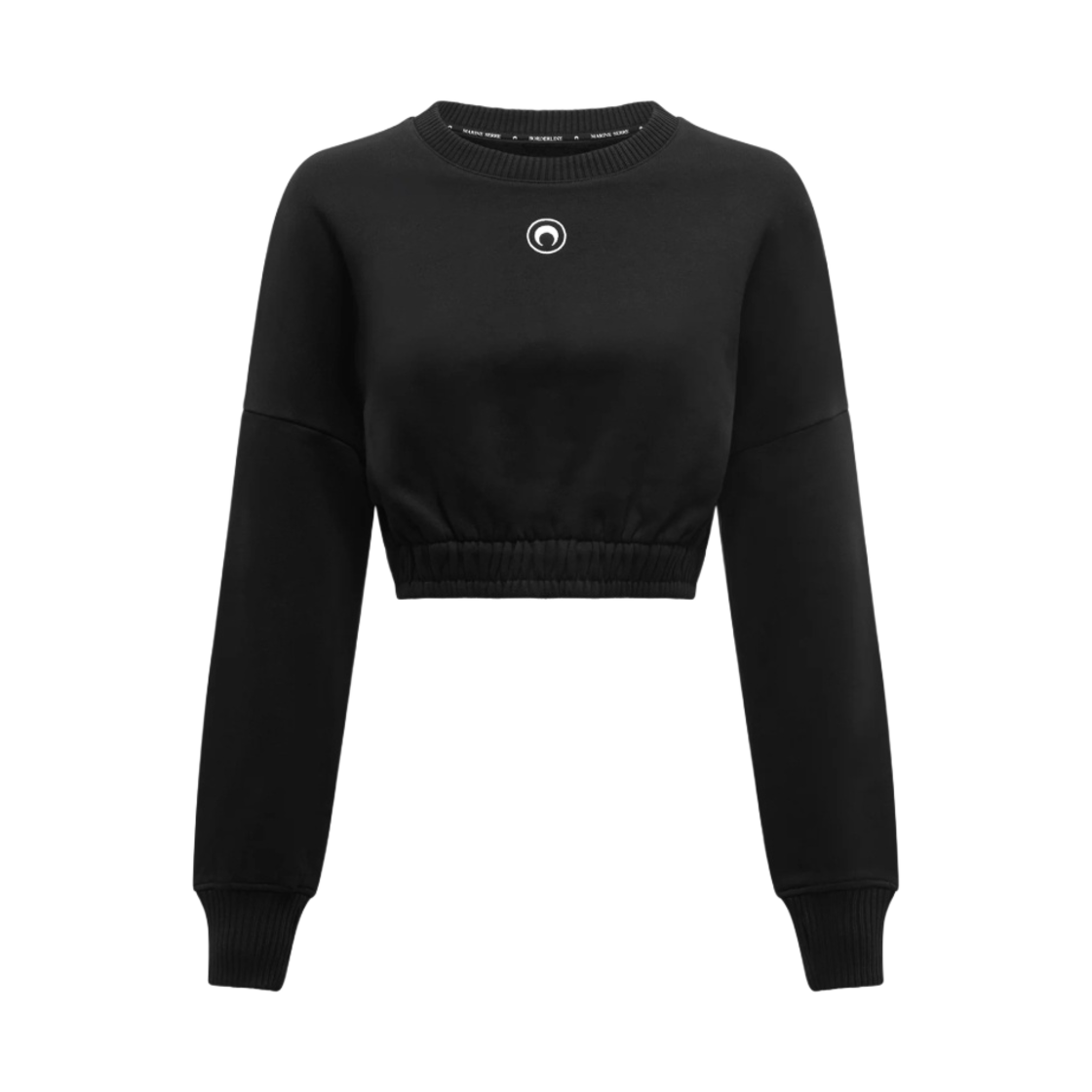 (W) 마린 세르 오가닉 코튼 플리스 크롭 스웨터 블랙((W) Marine Serre Organic Cotton Fleece Cropped Sweater Black)