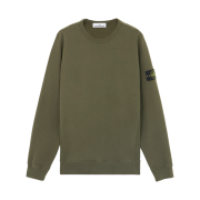 Stone Island 62420 Brushed Organic Cotton Fleece Crewneck Sweatshirt with Ribbing Musk Green - 24FW