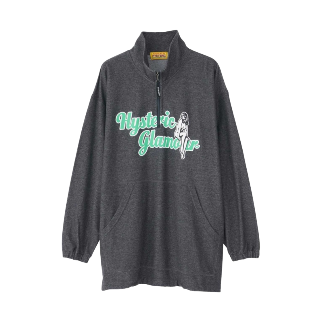 히스테릭 글래머 바시티 스크립트 오버사이즈 풀오버 차콜 그레이((W) Hysteric Glamour Varsity Script Oversized Pullover Charcoal Gray) - 1