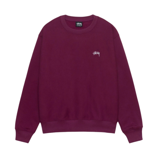 Stussy Stock Logo Crew Burgundy