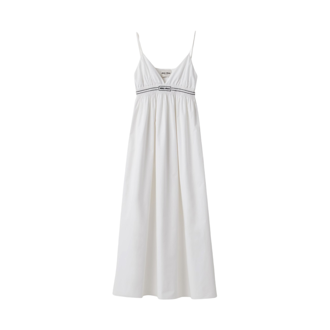 (W) 미우 미우 포플린 롱 드레스 화이트((W) Miu Miu Poplin Long Dress White) - 1
