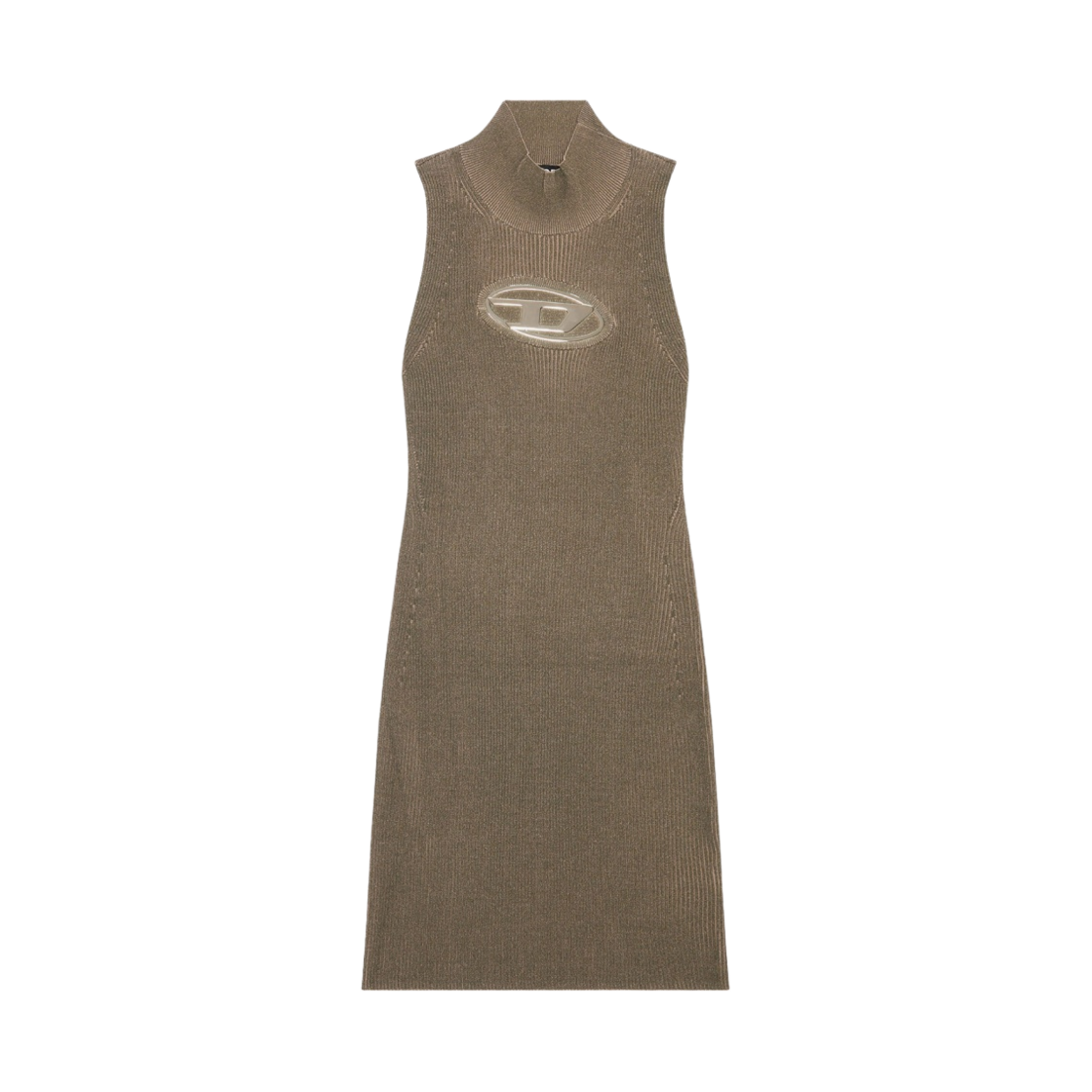 (W) 디젤 M-오네르바 컷아웃 로고 플라크 숏 드레스 브라운((W) Diesel M-Onerva Short Dress with Cut-Out and Logo Plaque Brown) - 1