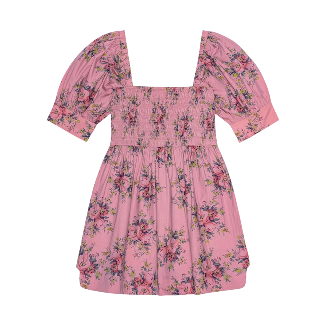 (W) 가니 프린티드 코튼 미니 스모크 드레스 오어키드 스모크((W) Ganni Printed Cotton Mini Smock Dress Orchid Smoke) - 2