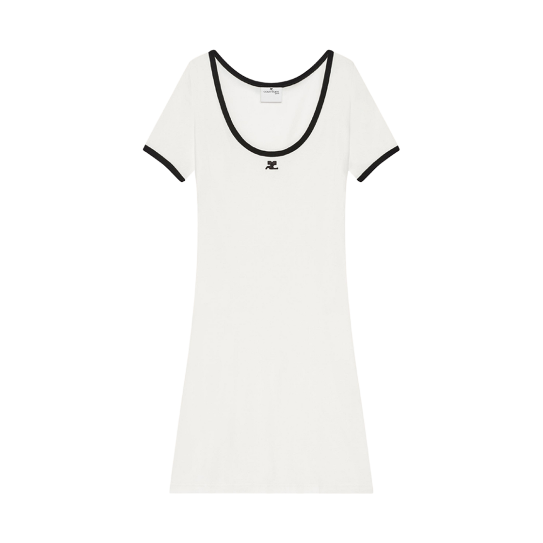 (W) 꾸레쥬 홀리스틱 콘트라스트 미니 드레스 헤리티지 화이트 블랙((W) Courreges Holistic Contrast Mini Dress Heritage White Black)