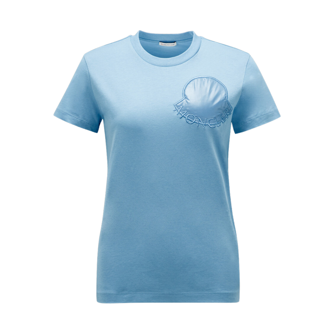 (W) 몽클레르 로고 패치 티셔츠 라이트 블루 - 23FW((W) Moncler Logo Patch T-Shirt Light Blue - 23FW) - 1