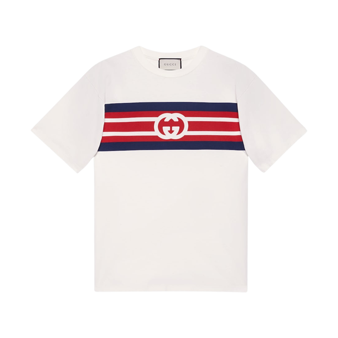 구찌 인터로킹 G 스트라이프 프린트 티셔츠 오프 화이트(Gucci Interlocking G Stripe Print T-Shirt Off White) - 1